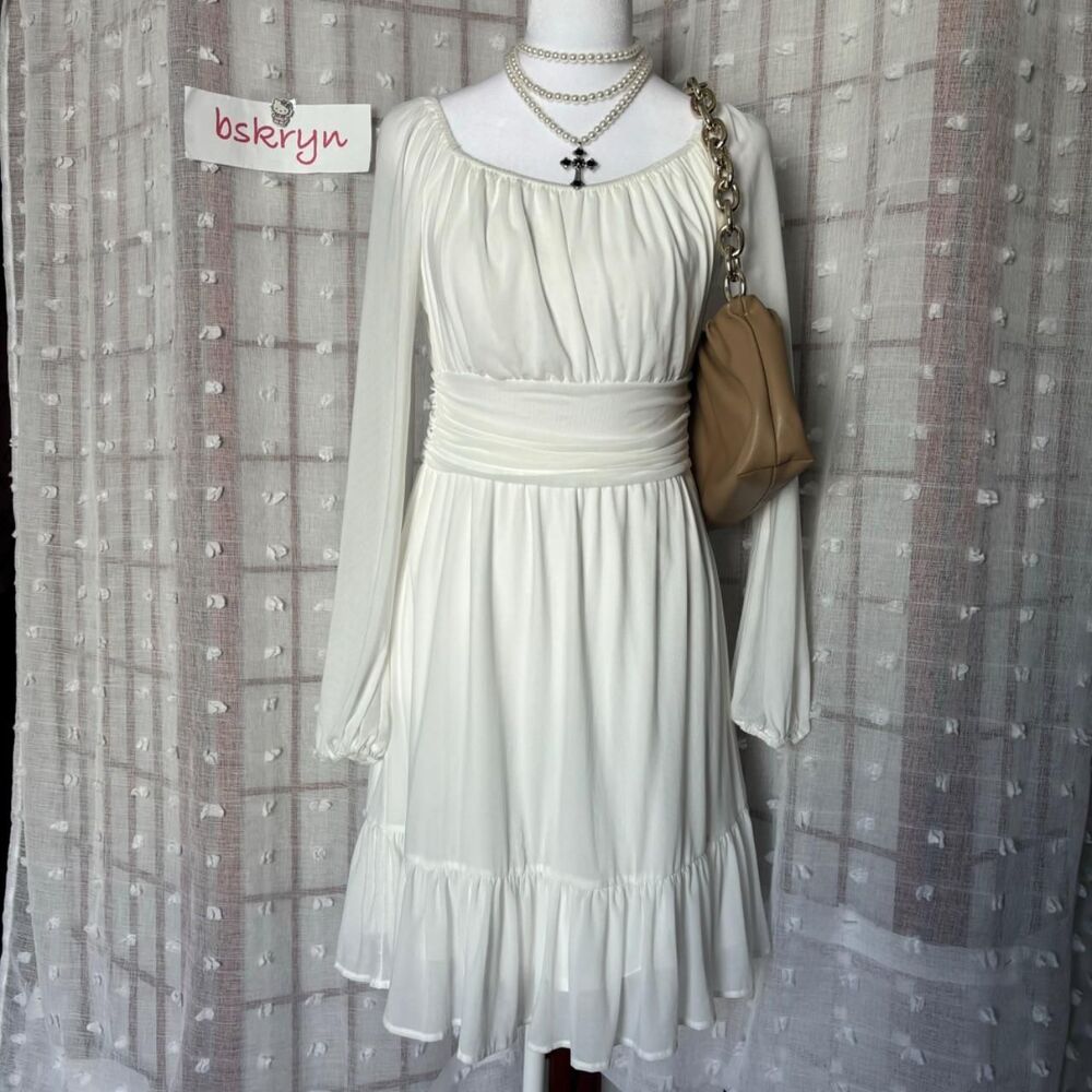 Unbranded Women's White and Cream Going-out-dresses